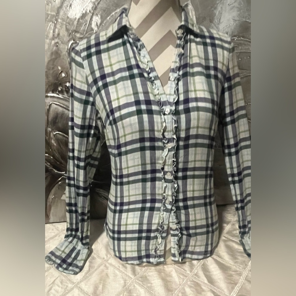 Aeropostale 2010 Green & Purple Y2K Western Long Sleeve Flannel Button Up Size S - Picture 13 of 16